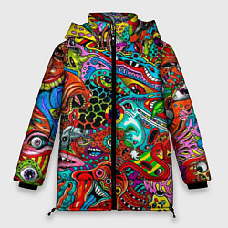 Куртка зимняя женская Яркая абстракция bright abstraction, цвет: 3D-черный