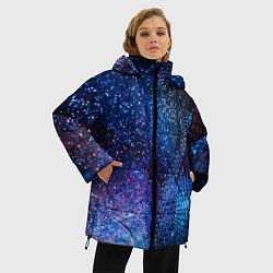 Куртка зимняя женская Синяя чешуйчатая абстракция blue cosmos, цвет: 3D-светло-серый — фото 2