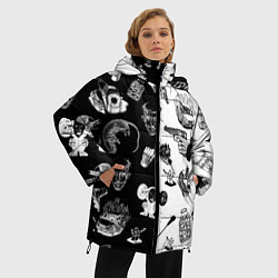Куртка зимняя женская КРОВОСТОК ТАТУИРОВКИ ЧБ, цвет: 3D-красный — фото 2
