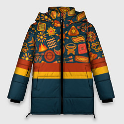 Куртка зимняя женская Африканская Символика, цвет: 3D-черный