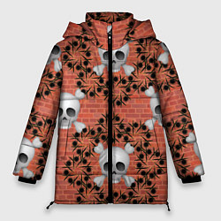 Куртка зимняя женская Кирпичные черепа, цвет: 3D-черный