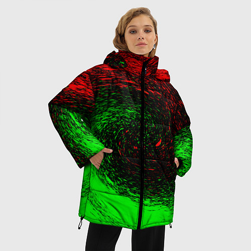 Женская зимняя куртка КРАСНАЯ И ЗЕЛЕНАЯ КРАСКА / 3D-Черный – фото 3