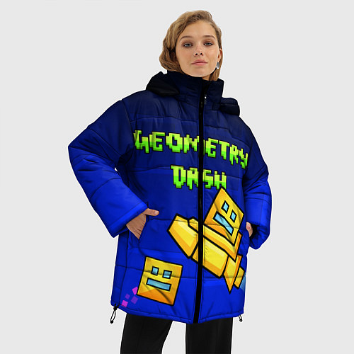 Женская зимняя куртка GEOMETRY DASH ГЕОМЕТРИ ДАШ / 3D-Черный – фото 3
