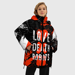 Куртка зимняя женская ЛЮБОВЬ СМЕРТЬ И РОБОТЫ СОТЫ, цвет: 3D-черный — фото 2