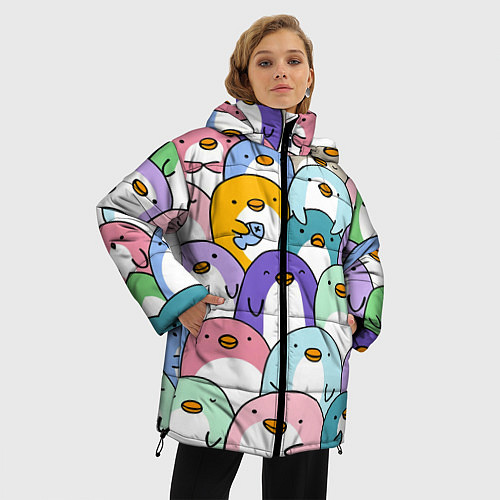 Женская зимняя куртка Пингвины / 3D-Черный – фото 3