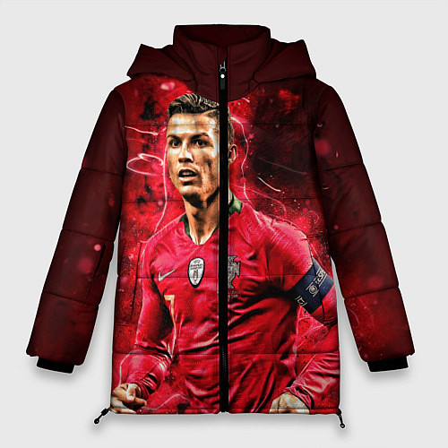Женская зимняя куртка Криштиану Роналду Португалия / 3D-Красный – фото 1