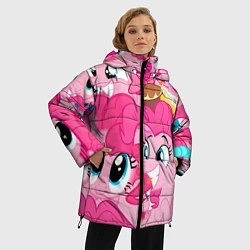 Куртка зимняя женская Pinkie Pie pattern, цвет: 3D-красный — фото 2
