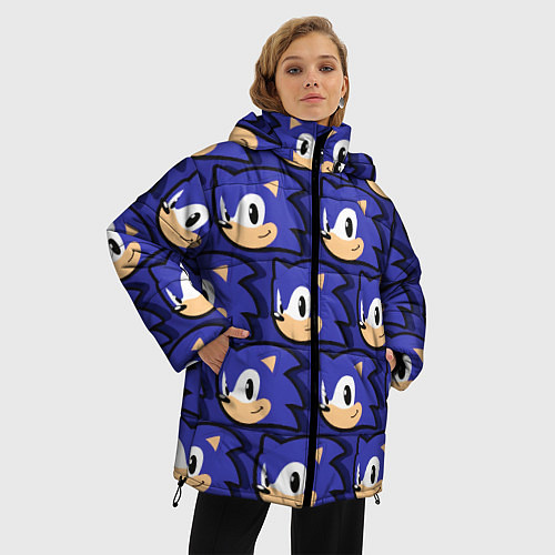 Женская зимняя куртка Sonic pattern / 3D-Черный – фото 3