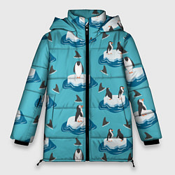 Куртка зимняя женская Пингвины, цвет: 3D-красный