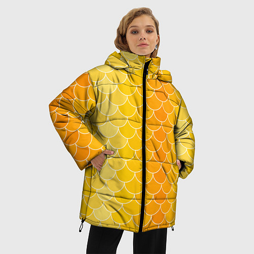 Женская зимняя куртка Желтая чешуя / 3D-Черный – фото 3