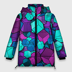 Куртка зимняя женская СИРЕНЕВЫЕ КУБЫ, цвет: 3D-черный
