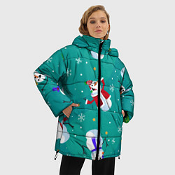 Куртка зимняя женская РазНые Снеговики, цвет: 3D-красный — фото 2