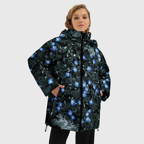 Женская зимняя куртка Маленькие ЦветЫ / 3D-Черный – фото 3