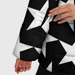 Куртка зимняя женская Белые звёзды на чёрном фоне 2, цвет: 3D-черный — фото 2