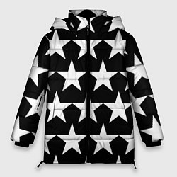 Женская зимняя куртка Белые звёзды на чёрном фоне 2