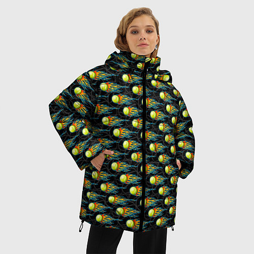 Женская зимняя куртка Теннисные Мячики / 3D-Черный – фото 3