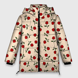 Куртка зимняя женская Прованс из роз, цвет: 3D-черный