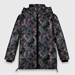 Куртка зимняя женская Коричневый абстрактный узор, цвет: 3D-светло-серый