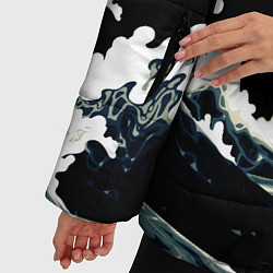 Куртка зимняя женская Карп Кои Волна Япония Рыба, цвет: 3D-черный — фото 2
