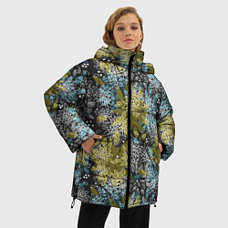 Куртка зимняя женская Черно оливковый цветочный, цвет: 3D-светло-серый — фото 2