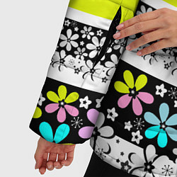 Куртка зимняя женская Яркий цветочный узор, цвет: 3D-черный — фото 2