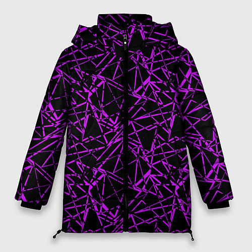 Женская зимняя куртка Фиолетово-черный абстрактный узор / 3D-Красный – фото 1