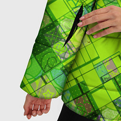 Куртка зимняя женская Ярко-зеленый абстрактный узор, цвет: 3D-светло-серый — фото 2