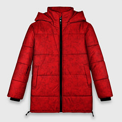 Куртка зимняя женская Ярко-красный мраморный узор, цвет: 3D-черный
