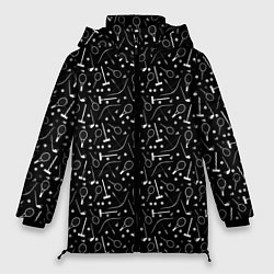 Куртка зимняя женская Черно-белый спортивный узор, цвет: 3D-светло-серый