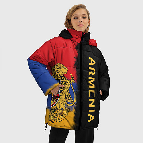Женская зимняя куртка Armenia Flag and emblem / 3D-Черный – фото 3