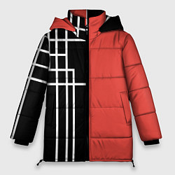 Куртка зимняя женская Черный и коралловый арт деко, цвет: 3D-красный