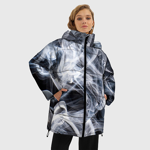 Женская зимняя куртка Графика дыма / 3D-Черный – фото 3