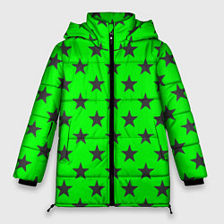 Куртка зимняя женская Звездный фон зеленый, цвет: 3D-светло-серый