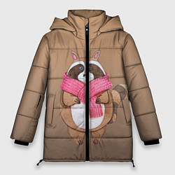 Куртка зимняя женская Акварельный енотик, цвет: 3D-черный