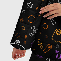 Куртка зимняя женская ХЕЛЛОУИН ПАТТЕРН НЕОН HALLOWEEN NEON, цвет: 3D-черный — фото 2