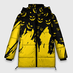 Куртка зимняя женская Тыквенные смайлы, цвет: 3D-красный
