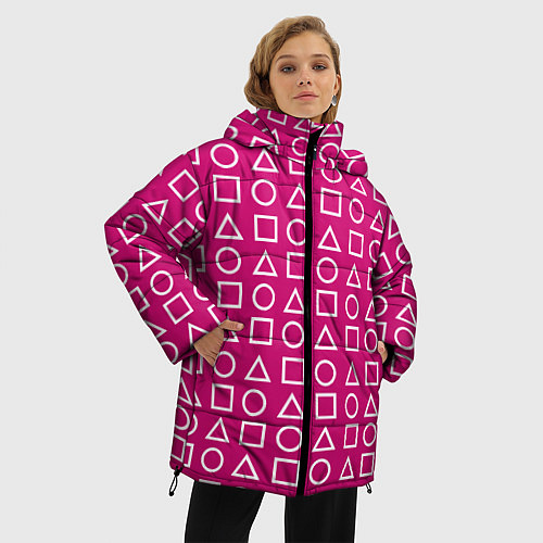 Женская зимняя куртка Игра в кальмара: Фигуры / 3D-Красный – фото 3