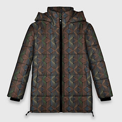 Куртка зимняя женская Абстракция из разноцветных треугольников из линий, цвет: 3D-светло-серый
