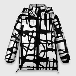 Куртка зимняя женская Черно-Белый мотив Cantabrigiensia, подходящий для, цвет: 3D-красный