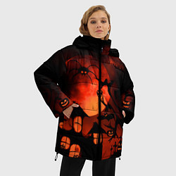 Куртка зимняя женская Красная луна на Хэллоуин, цвет: 3D-черный — фото 2