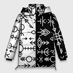 Куртка зимняя женская ДРЕВНИЕ СЛАВЯНСКИЕ РУНЫ, цвет: 3D-светло-серый