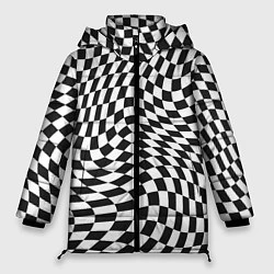 Куртка зимняя женская Черно-белая клетка Black and white squares, цвет: 3D-черный