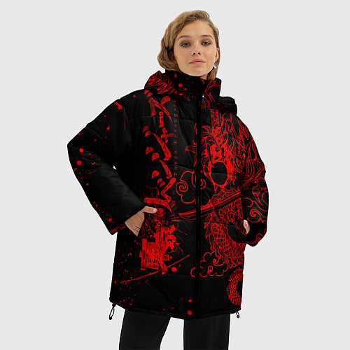 Женская зимняя куртка ТОКИЙСКИЕ МСТИТЕЛИ КРАСНЫЙ ДРАКОН / 3D-Черный – фото 3