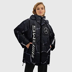 Куртка зимняя женская Mercedes AMG 3D плиты, цвет: 3D-черный — фото 2