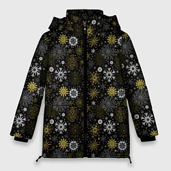 Куртка зимняя женская Зимние Узоры золотые, цвет: 3D-черный