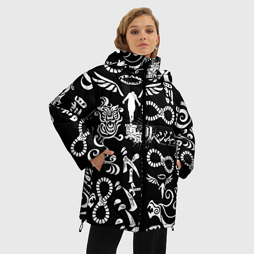 Женская зимняя куртка ТОКИЙСКИЕ МСТИТЕЛИ ЛОГОБОМБИНГ TOKYO REVENGERS LOG / 3D-Черный – фото 3