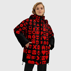 Куртка зимняя женская Любовь, смерть и роботы пиктограммы, цвет: 3D-черный — фото 2