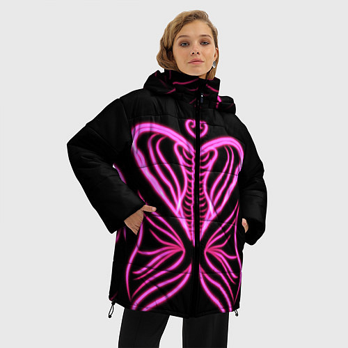 Женская зимняя куртка Бабочка любви / 3D-Черный – фото 3