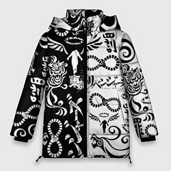 Куртка зимняя женская ТОКИЙСКИЕ МСТИТЕЛИ ЛОГОБОМБИНГ ЧБ, цвет: 3D-черный