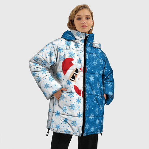 Женская зимняя куртка С Новым Годом дед мороз / 3D-Черный – фото 3